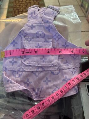 Lilac Monogram Denim Overalls - Designer Logo Print